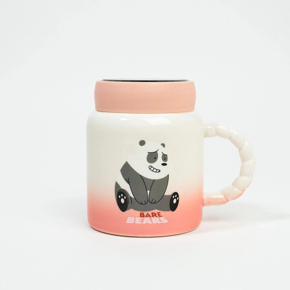 Cană ceramică cu capac Panda 450 ml