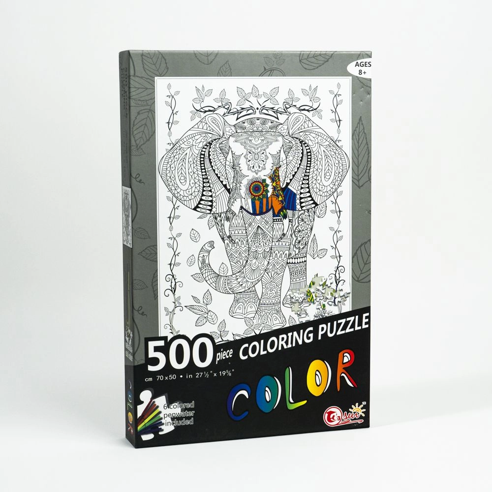 Puzzle de colorat 500 bucăți 70*50 cm Elefant 88109