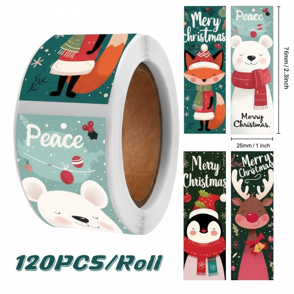 Christmas Sticker Tape 120 pieces 7.6 cm (for Decor)